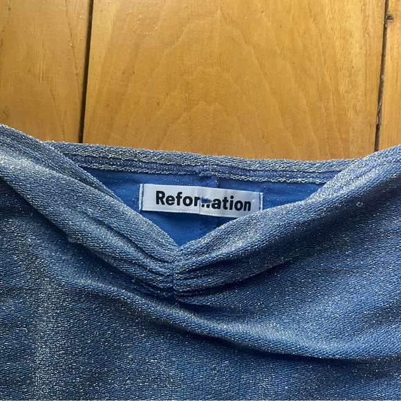 Reformation Kyla Sparkle Mini Dress in Sky Blue - Picture 2 of 4